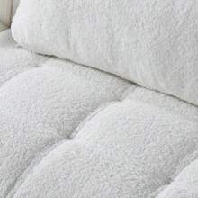 Convertible Sofa Bed Futon With Gold Metal Legs Teddy Fabric (White) - 白色 - 查看 6