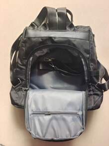 牛津布休闲单肩包，女士尼龙零钱包，手提包，妈妈防水包，酒吧客防盗背包，女士新年礼物，大容量双肩包，带绒球吊饰，适合女孩、小学生/高中生/大学生、毕业生，返校必备 - 黑色 - 查看 12