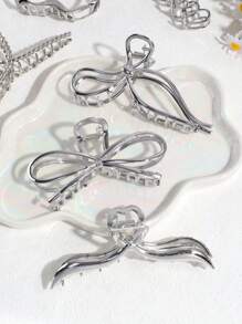 1pc Women's Fashion Minimalist Alloy Bowknot, Wavy, Heart, Snake Shaped Hair Clip, Suitable For Everyday Use