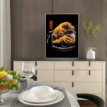 1 件无框帆布墙画，创意神奈川波浪抽象画，简约优雅的法式农舍北欧复古风格，适用于厨房、餐厅、卧室、入口、现代装饰，手绘泼彩设计 - 彩色 - 查看 8