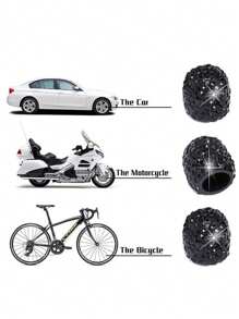 4入組水鑽裝飾王冠形狀汽車輪胎氣門嘴蓋 - 黑色 - 查看 5