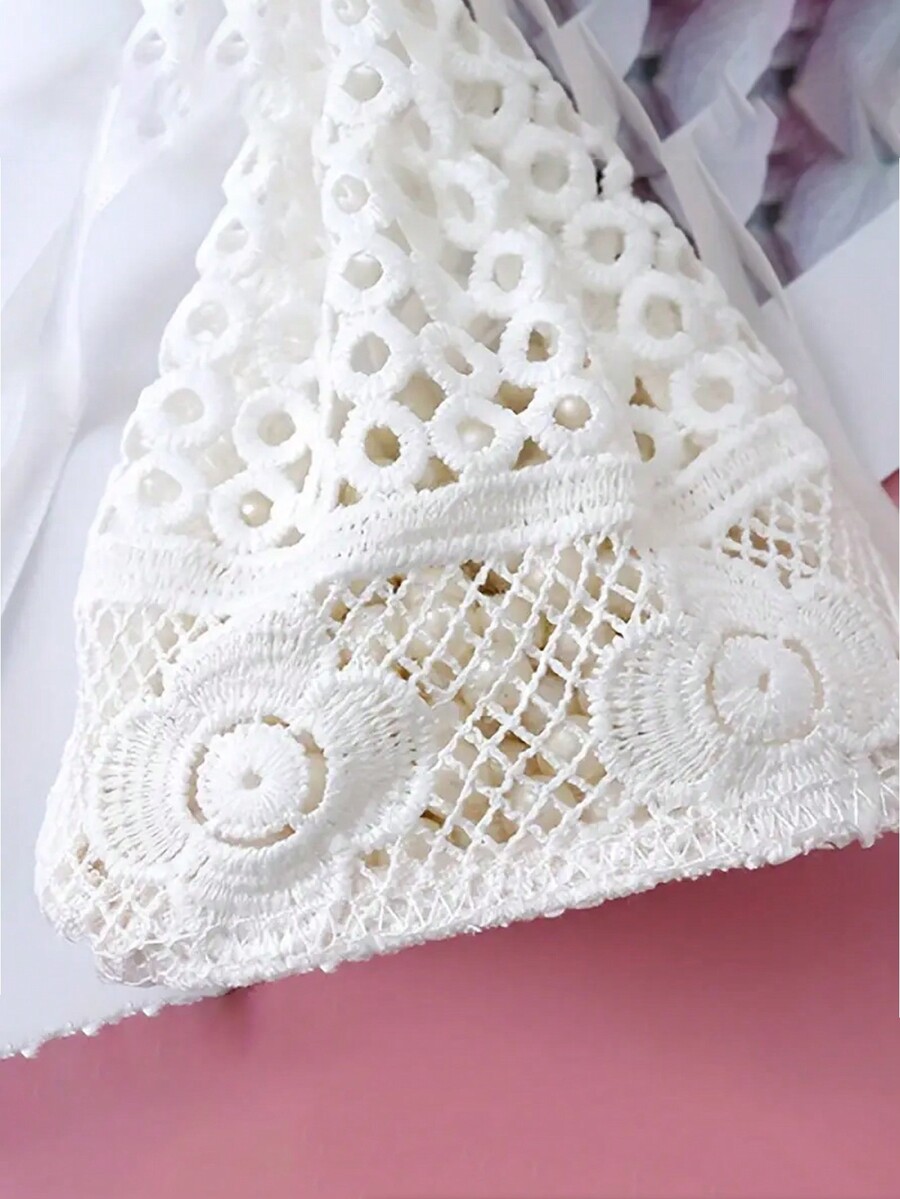 1pc Cotton Drawstring Gift Bags Embroidered Lace Floral Pouches For
