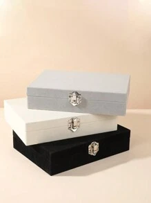 Nueva caja joyero de terciopelo con tapa abatible, estuche de almacenamiento y exhibición para aretes, anillos, collares y accesorios con cerradura