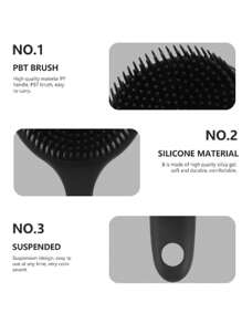 Double Sided Silicone Back Scrubber, 1 Long Handled Soft Silicone Massage Bath Brush - Gentle Back Scrubber, Deep Cleansing And Skin Care, Promotes Blood Circulation, Battery Free, Used For Bathroom Small Tools Home Bathroom Decor Summer - Black - View 6