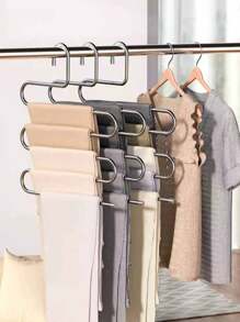 1 móc treo quần hình chữ S bằng thép không gỉ, giá treo quần áo theo mùa, tủ quần áo đa năng nhiều lớp - Nhiều màu - Xem 2