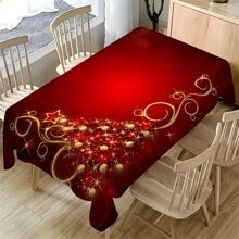 1pc Christmas Theme Tablecloth, Waterproof And Oil-Resistant, Polyester Material, Rectangular, Woven, Durable Fabric, Holiday Home Decor, Christmas Decoration, Kitchen And Dining Table Cover, Suitable For Indoor And Outdoor Use - Multicolor - View 11