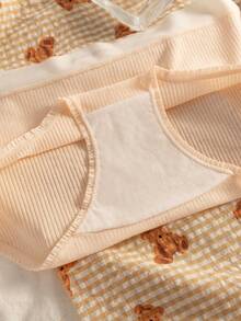 3 件套 Tween 女童无缝内裤，字母印花舒适透气三角裤，秋冬 - 彩色 - 查看 5