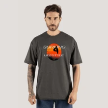 Men's Oversize T-Shirt Large StreetWear Surfing Lifestyle Jacket - 深灰色 - 查看 1