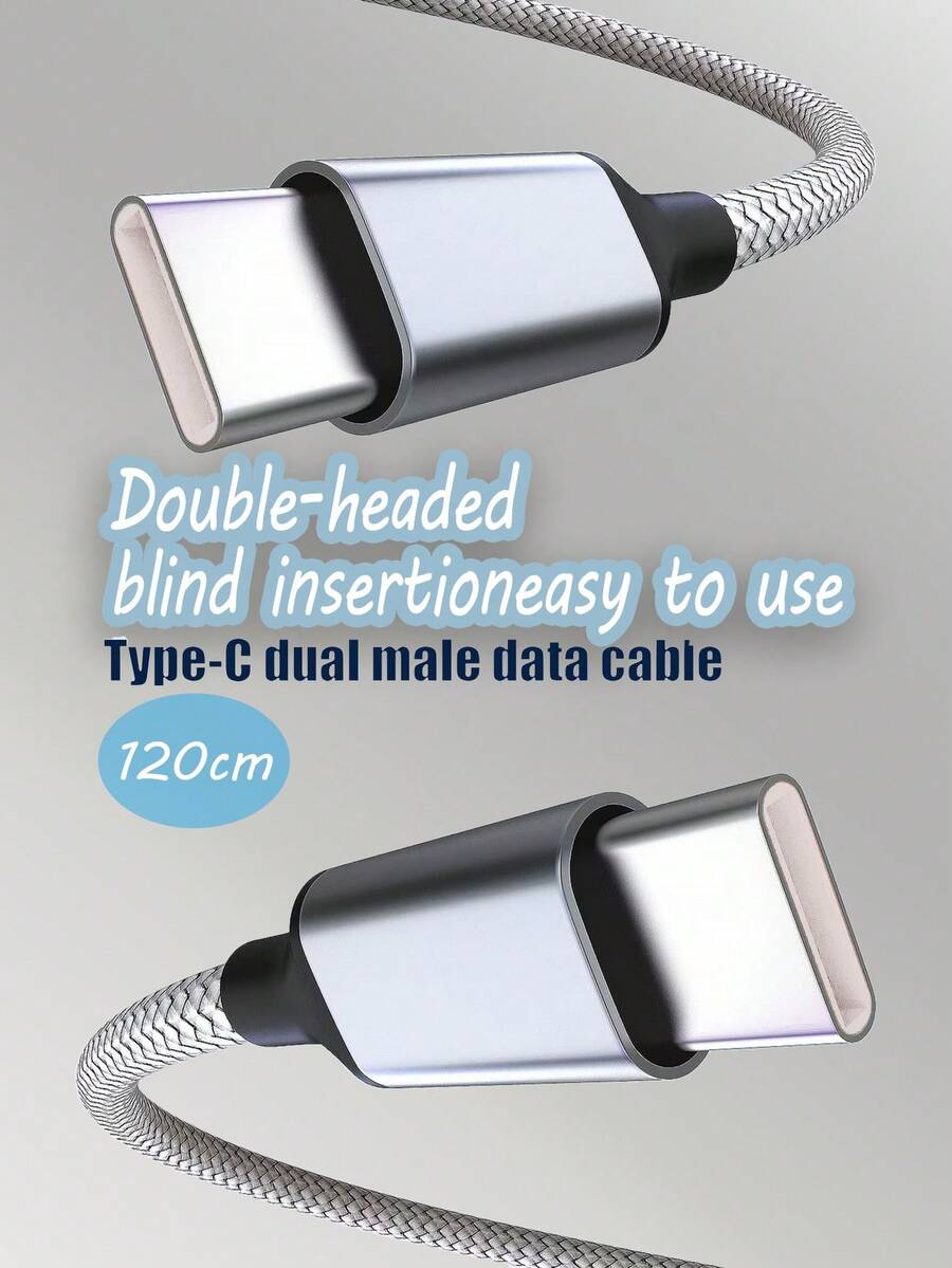 1pc 60W Type C TO Type C, Nylon Braid hỗ trợ sạc nhanh, thích hợp để sạc các sản phẩm 3C như pin dự phòng, quạt nhỏ, đồ gia dụng nhỏ, điện thoại thông minh và điện thoại phổ thông, cũng như truyền dữ liệu. 120CM