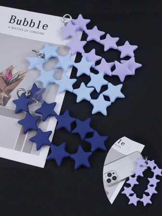 柔和色调硅胶星星手机挂绳，DIY 手机壳材质，防丢失，多用途，带透明垫，适合送给母亲、家人、朋友、生日、节日的手机挂饰、手机链