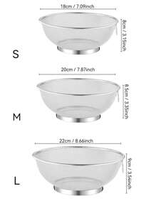 Set de 3/1 pieza Escurridor de acero inoxidable, escurridor multiusos con agujeros para lavar vegetales y arroz