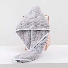 (Bộ 4 chiếc) Khăn tắm sợi siêu mịn Cloud Fleece - Họa tiết hình học hiện đại có nút, vải dệt kim siêu thấm hút nhanh khô, mũ tắm mềm mại chống xù tóc cho phụ nữ - [4 gói] - Xem 6