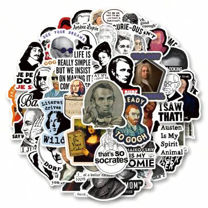 50pcs/Pack Interesting Celebrity Meme Themed Doodle Sticker, Cute Cartoon Fun Aesthetic Sticker For Scrapbook, Self-Adhesive Seal Stationery, Cards, Envelopes, Guitars, Instruments Decor, Great Gift For, Christmas, Teens Party, Rewards, Motivation