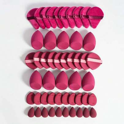 5/10/20/30/40/50/60/80/100件化妆工具套装，包含：10个液体彩妆海绵+10个迷你液体彩妆海绵+10个三角形散粉扑（用于散粉和定妆）+10个气垫粉扑（用于面部彩妆）+10个迷你气垫粉扑（用于面部遮瑕）。 适用于化妆、家居装饰、梳妆台、旅行、卧室、化妆配件、粉扑、美妆蛋、粉扑、化妆海绵、便宜、圣诞礼物、化妆品、化妆工具、便宜好物、礼物、女士礼物、圣诞礼物、赠品、旅行、便宜好物、旅行必备品