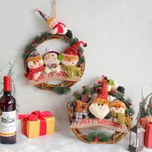 1 Pc Winter Christmas Snowman Old Man Decoration Vine Wreath Wall Cabinet Door Hanging Decoration Birthday - Multicolor - View 5