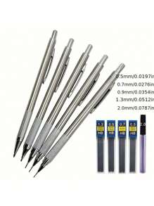 1pc Mechanical Pencil + 12pcs Lead Refills, 0.3mm-2.0mm For Writing And School Supplies - Highly Suitable For Students