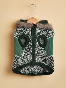 加厚羊毛针织鹿图案狗毛衣，经典图形设计，秋冬季保暖 - 彩色 - 查看 4