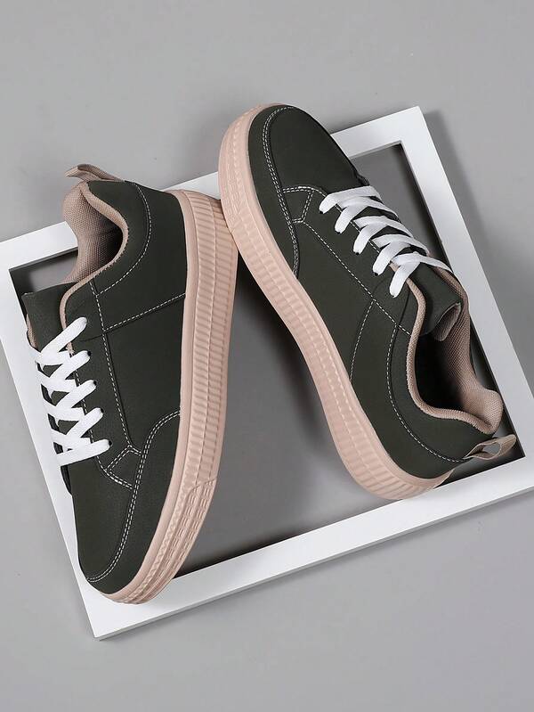 Lace-Up Casual Sneakers For Men & Women, Classic Low-Top Soft Sole Skate Shoes, Non-Slip Wear-Resistant, Size 36-45