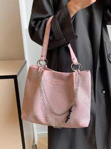 Túi đeo vai đính đá Rhinestone & pha lê cao cấp thời trang - Hồng - Xem 2