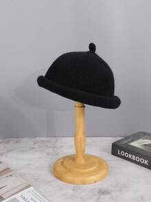 1 件女士纯色卷边休闲针织帽，适合日常、聚会和旅行 - 純色 - 查看 14