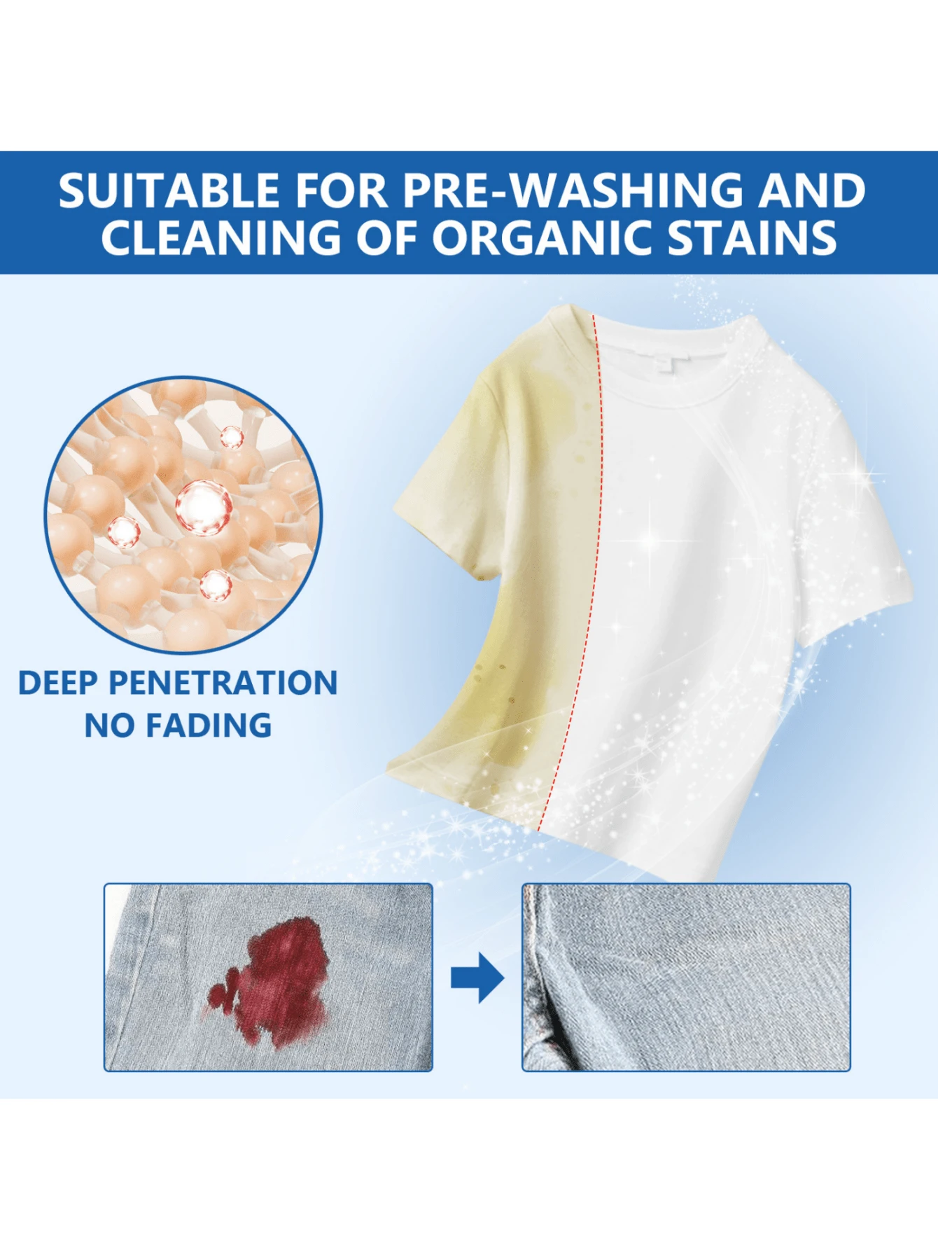 Nettoyant lessive protection couleur des vêtements nettoyage en profondeur des taches tenaces
