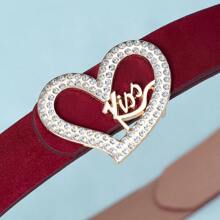 High-End Fashion Sparkly Golden Zinc Alloy Heart-Shaped Buckle, Angola PU Leather Belt, Casual Bohemian Retro Palace Chic Party Cute Sexy Street Elegant Spring/Summer Versatile Outfit