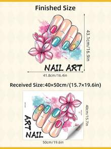 1pc Cartoon Nail Art Manicure Salon Decor Decal Sticker, Girl Beauty DIY Adhesive Wall Sticker,Stickers,Wall Decal,Vinly Decal For Home Decorations,Spring Decoration Items Refesh Your Home,Rama Decoration Stickers Gifts Birthday Graduation