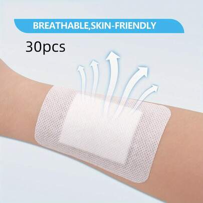 30pcs Wound Dressing Sticker/Wound Dressing/Reathable Edge Gauze Pad, Latex Bandage/ Self Adhesive Wound Dressing For Emergency Kit Bag