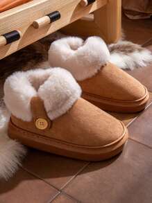Giày bốt đi tuyết đế dày có lông dành cho nữ, dép đi trong nhà ấm áp có lớp lót, thích hợp mang ngoài trời, hàng xuyên biên giới. - Lạc đà - Xem 3