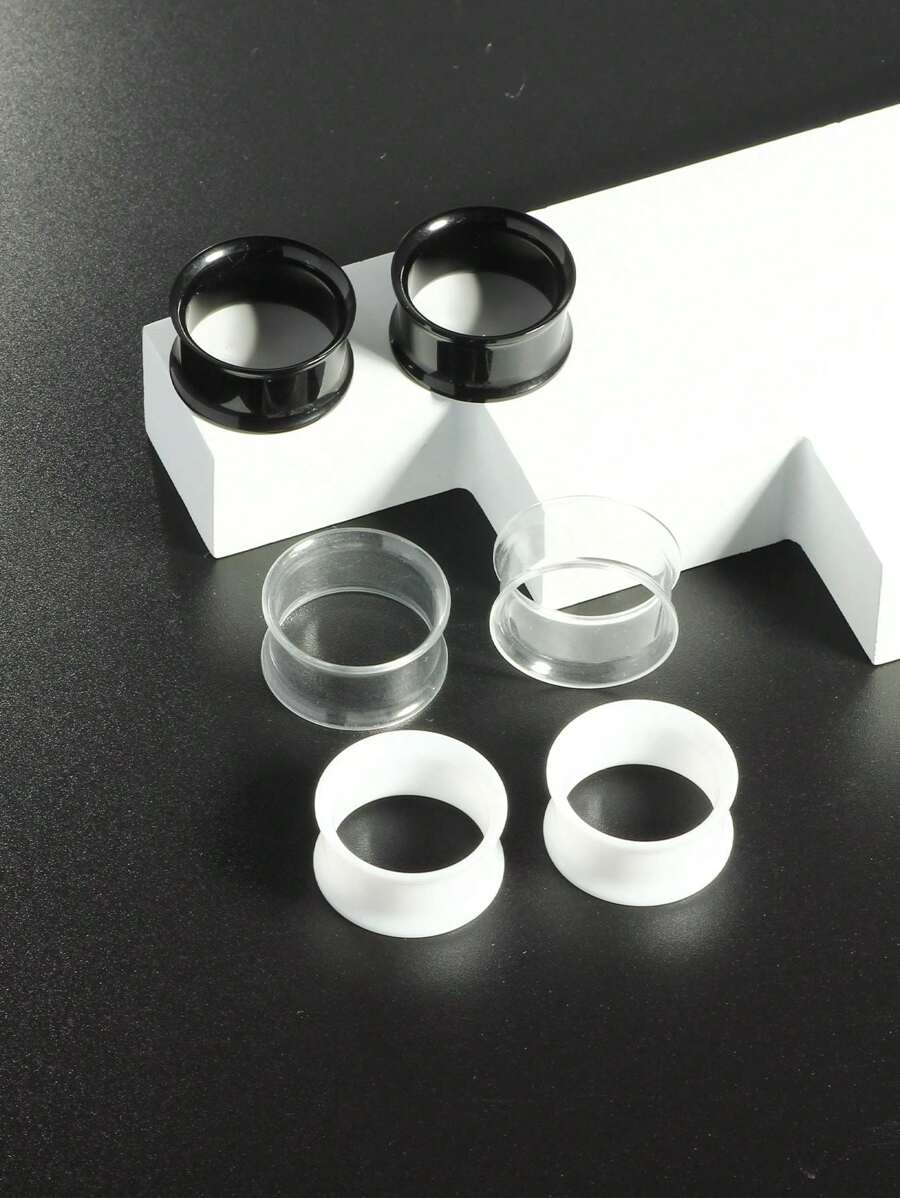 3 Pars Acrylic Double Flare Ear Gauges Tunnels Mix 3 Color Clear Plug