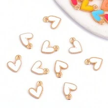 20 pçs bonito gota de óleo em forma de coração pingente de liga de zinco para mulheres pulseira colar diy jóias fazendo
