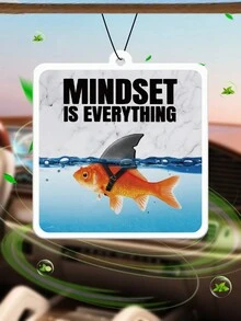 "Funny Twatwaffle Waffle & Mindset Is Everything Goldfish Shark Fin Car Air Freshener, Natural Plant Essential Oil Scent, 60-90 Days Long Lasting, No Alcohol, Heat Resistant, Odor Eliminator, Hanging Aromatherapy For Car, Sarcastic Meme & Bookmark" - Coffee + Vanilla + Amber (Reinforced) Scent - View 4
