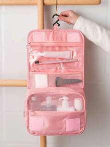 Bolsa de maquillaje, 1 pieza Bolsa de cosméticos con gancho de gran capacidad, bolsa de almacenamiento de cosméticos, bolsa de maquillaje, estuche para productos de cuidado de la piel, neceser de viaje, artículos esenciales para el crucero, artículos esenciales para dormitorio, regalos de dama de honor, regalos para mamá, regalos de cumpleaños, regalos para amigos y maestros, decoración del hogar, decoración del baño, sala de estar, dormitorio, organizador de baño, organizador de joyas, organizador de aceite labial, organizador de esmalte de uñas, organizador de artículos de tocador de viaje, regalos y accesorios con cremallera
