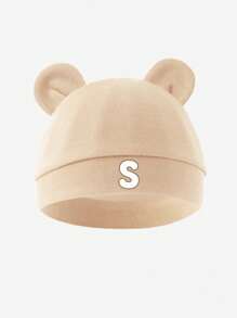 1 st bomull 26 bokstäver tryckt baby hatt, mjuk och varm för nyfödda pojkar och flickor daglig användning under alla årstider. - Aprikos - Visa 7