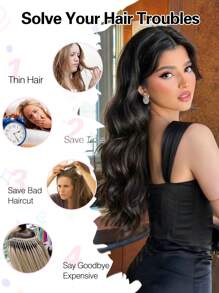 20-Inch 4pcs Long Wavy Orange Clip-In Hair Extensions, Natural Soft Synthetic Fiber Clip-In Hairpieces, Suitable For Women, Girls For Daily, Party, Halloween And Other Occasions - Orange - View 7