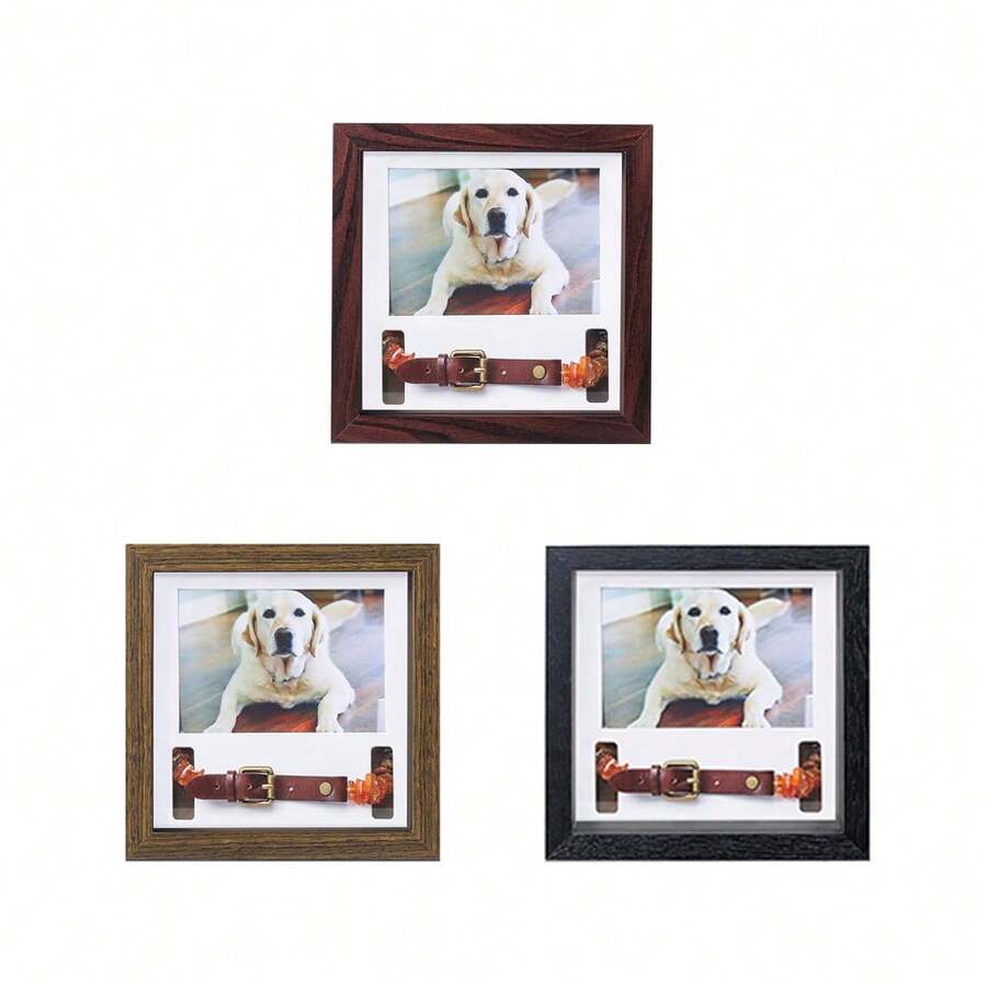 1 pieza de 9*9*1,8 pulgadas Marco de foto memorial para mascota de color marrón, negro o caoba con vidrio templado a prueba de golpes. Incluye 5 tipos de tapetes para colocar el collar de la mascota. Para el recuerdo de la pérdida de un perro, incluye instrucciones y tarjetas de agradecimiento. Homenaje conmemorativo para perros o gatos - Multicolor - Ver 1