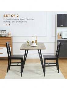 HOMCOM Modern Farmhouse Dining Chairs Set Of 2, Wooden Kitchen Chairs With Cross Back, Solid Structure For Dining Room, Black,Yifei Store