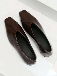 1 Pair Fashion Ladies Slip-On Loafers, Coffee Color, Casual British Style Versatile Flat Shoes