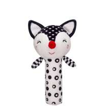1 Pack Black & White Baby Rattles, Newborn Handcart Toys Soft Elephant & Fox Loop Toys, Hanging Type Infant Toys With High Contrast Black & White Animal Tambourine Music Toys Early Learning Toys For Boys And Girl Aged 0 3 6 12 Months, Gift