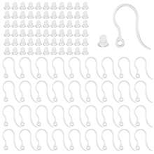 KMEOSCH 20/50 piezas Ganchos para pendientes de plástico transparente hipoalergénicos de 14,5x17 mm con broches para pendientes, componentes para hacer pendientes DIY