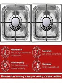 10/50 miếng phủ bếp gas bằng nhôm - Tấm lót bếp gas vuông bằng giấy bạc dày hơn - Tấm bảo vệ bếp gas dùng một lần, (Đường kính ngoài: 9 X 9 inch) - Nhiều màu - Xem 3
