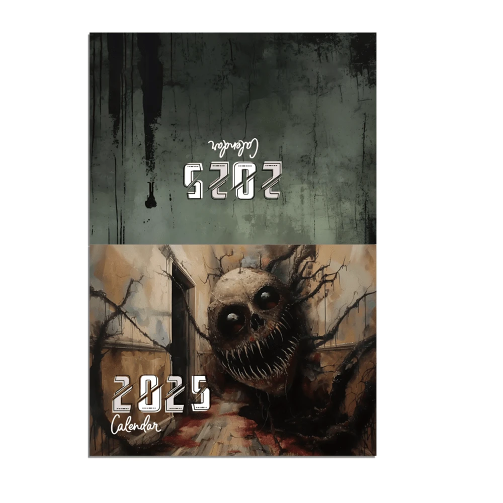 2025 Wall Calendar - 12 Months Spooky Monster Themed - Single Piece - View 1
