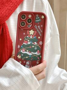 圣诞蝴蝶结装饰圣诞树图案防震手机壳 兼容 iPhone - 彩色 - 查看 2