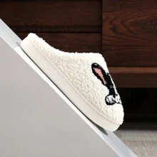 1 par de pantuflas gruesas y forradas de felpa con bordado de bulldog francés, patrón de perro, ideales para mamás de mascotas, invierno, regalo navideño
