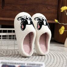 1 par de pantuflas gruesas y forradas de felpa con bordado de bulldog francés, patrón de perro, ideales para mamás de mascotas, invierno, regalo navideño