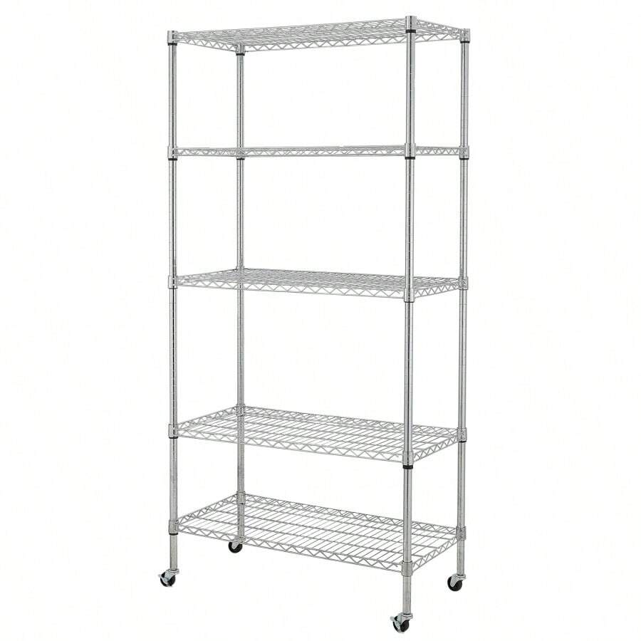 5Tier NSFCertified Steel Wire Shelving With Wheels Chrome SHEIN UK