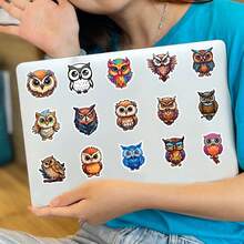Bộ 50 miếng dán hình cú mèo phong cách cổ điển, nhãn dán hoạt hình dễ thương dùng để làm sổ lưu niệm, niêm phong, văn phòng phẩm, thiệp, phong bì, đồ trang trí đàn guitar, quà tặng Giáng sinh, đồ dùng cho tiệc tùng, phần thưởng - màu đen - Xem 5