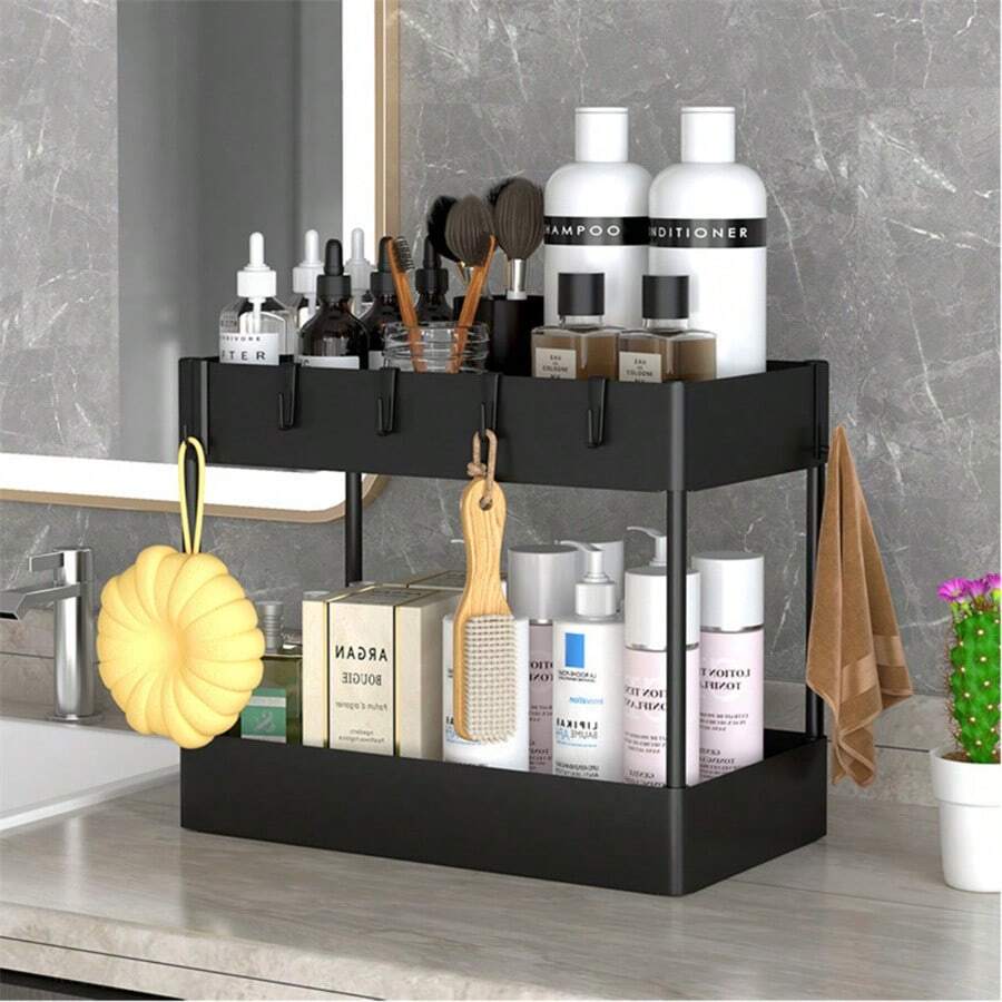 Kitchen UnderSink Bathroom Minimalist Storage Rack, PullOut Storage