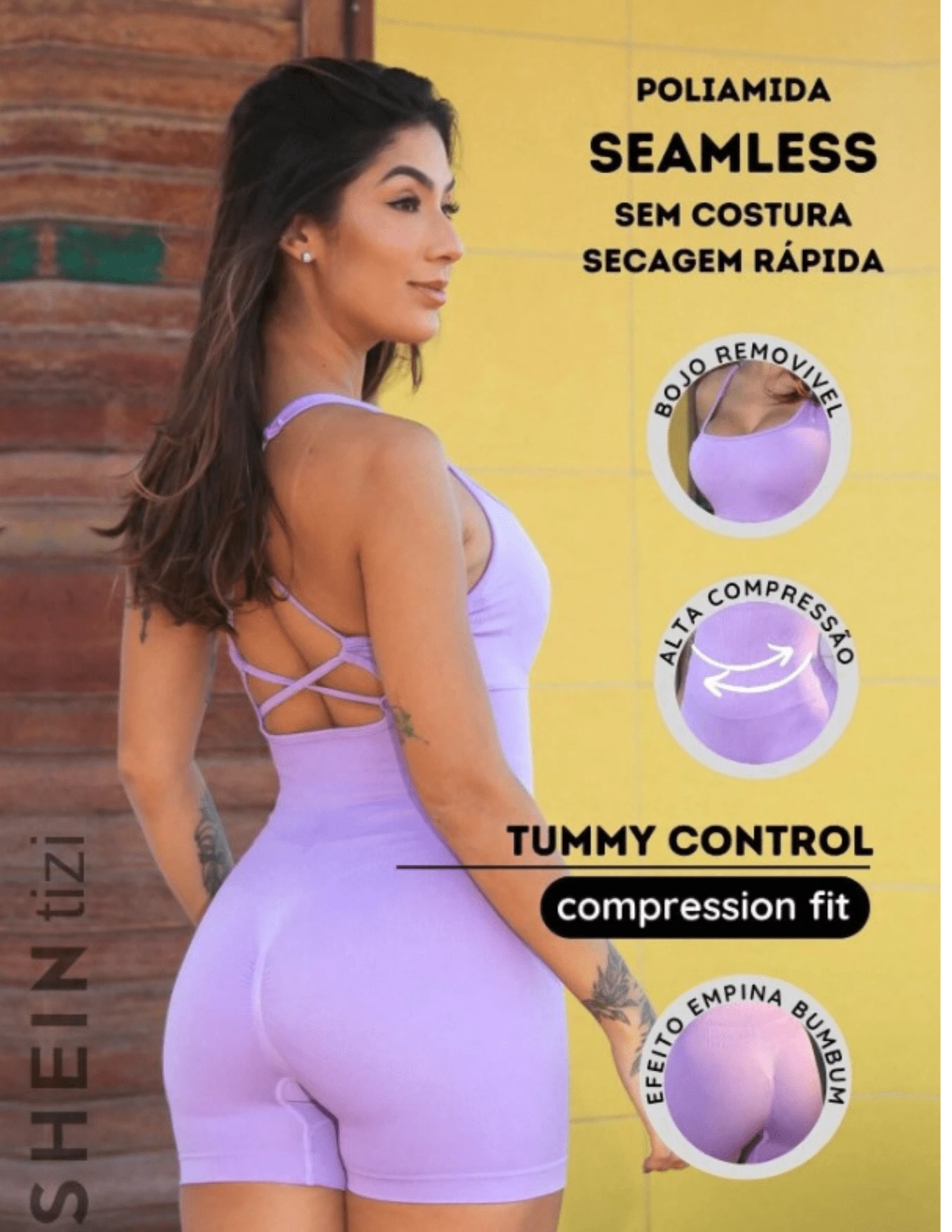 Seamless Fitness Jumpsuit With Removable Pads And Butt Lift Effect - Train In Style And Comfort - 紫丁香色 - 查看 1