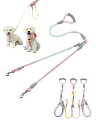 1 pezzo Guinzaglio retrattile per cani di taglia media a due teste bicolore, non aggrovigliabile